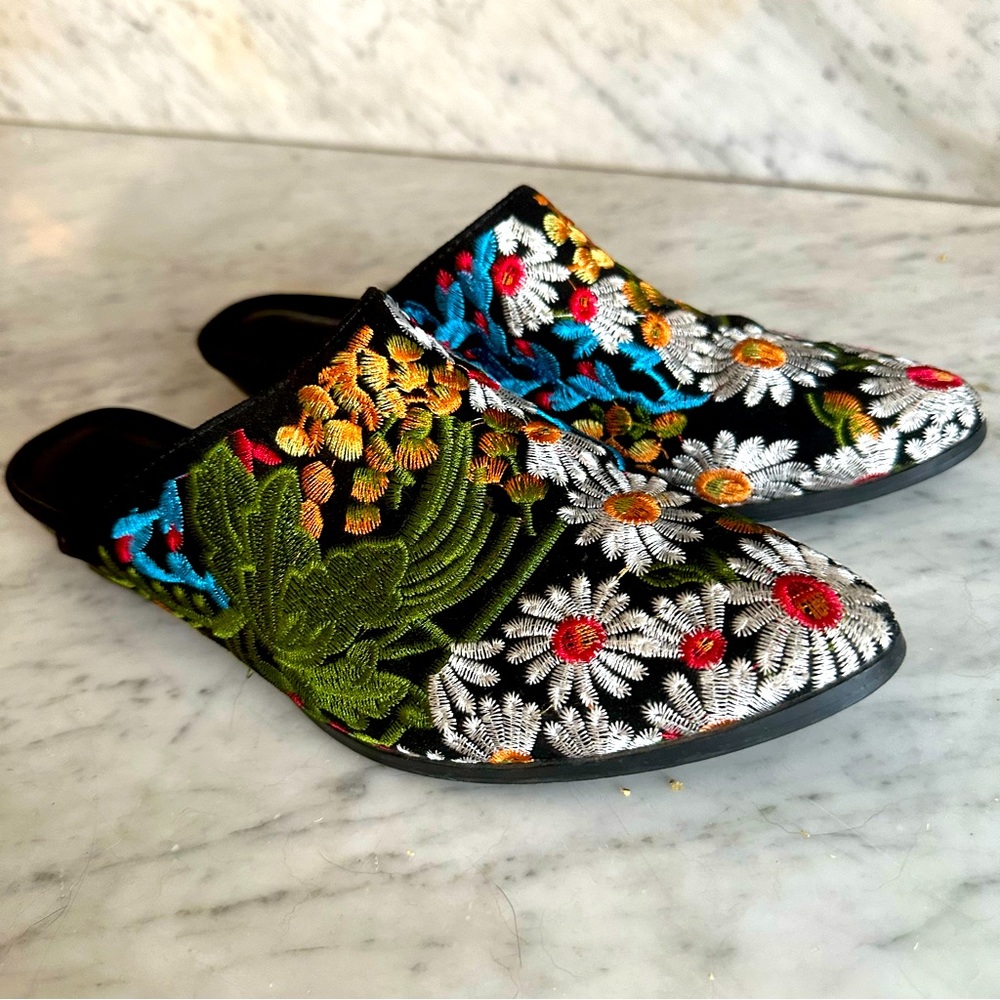 Coconuts Matisse Floral Embroidered Mules